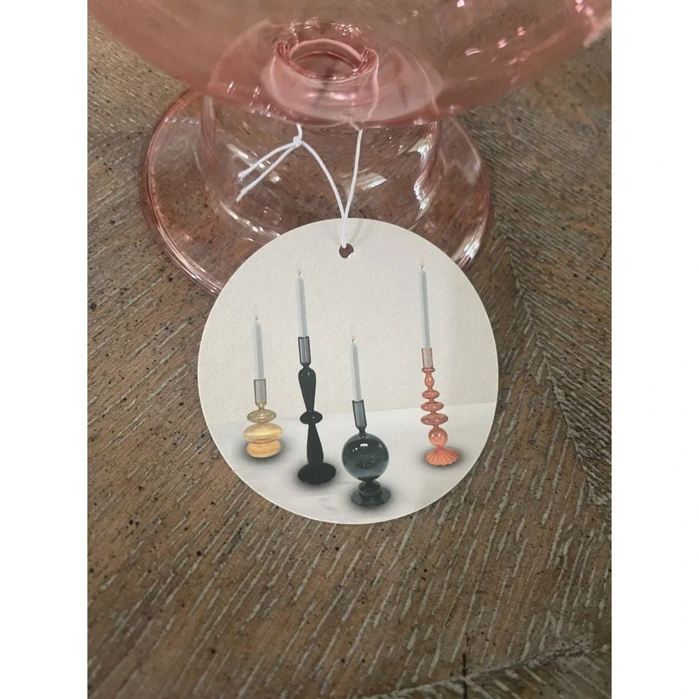 NWT Set of 4 Anthropologie Inspired Colored  Bubble Art Glass Taper Candlesticks